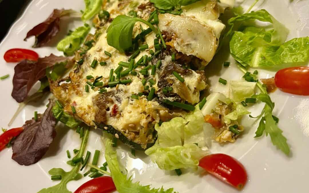 Zucchini gratäng med Kantareller och fetaost