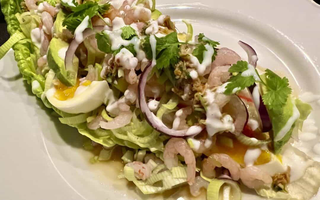Avokado Bowl med skalade räkor och Suchi nori chips